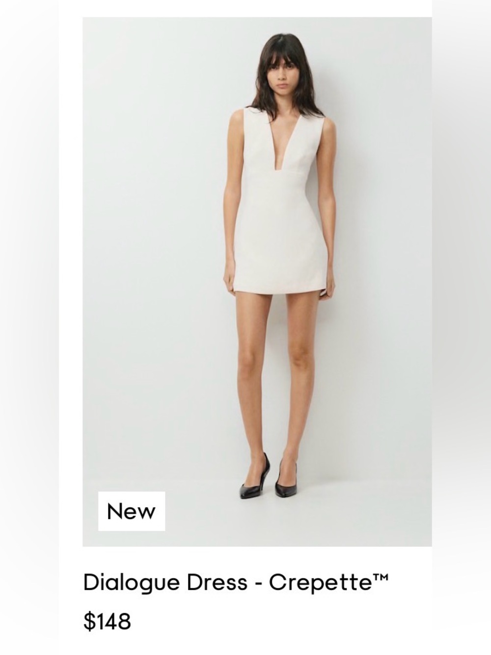 New with tags Aritzia Light Birch Deep V Mini Dress